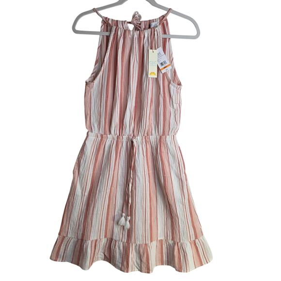 C&C California NWT SzSm Vertical Striped Boho Linen Sleeveless Shift Dress Cute - Picture 1 of 14